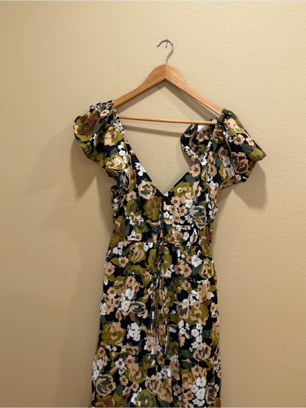 Anthropologie Moon River V-Neck Shirred Midi Dress Large - Picture 12 of 13
